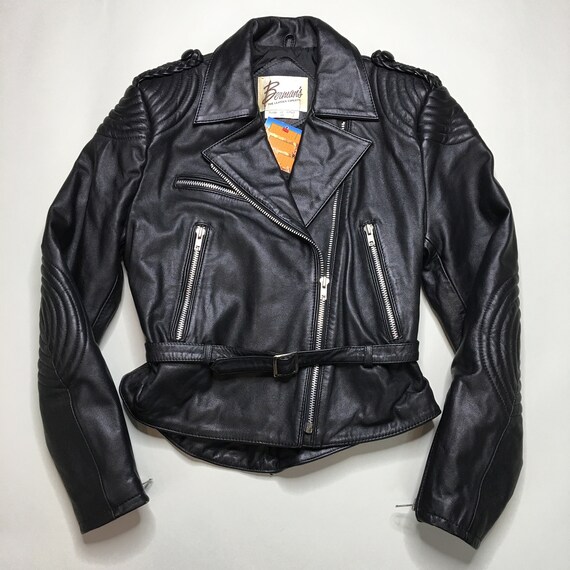 1980s-1990s Vintage Motorcycle Jacket Vintage Berman/'s Leather Jacket Women/'s Black Leather Biker Jacket Size 10