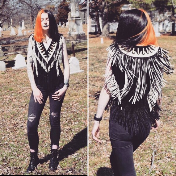 Vintage Fringe Vest ~ Suede Leather Vest ~ Women’s