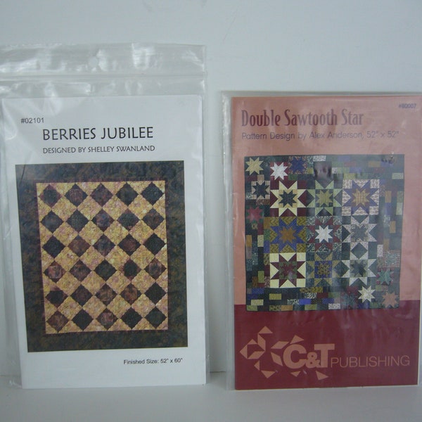 Two Designer Quilting Patterns - Alex Anderson, "Double Sawtooth Star" and Shelley Swanland, "Berries Jubilee"