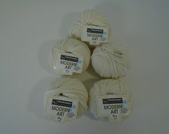 Schachenmayr Modern Art Yarn Off White Wool Acrylic Blend Lot of 5 Skeins Made in Italy