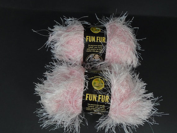 Fun Fur Lion Brand Yarn Soft Pink Eyelash Yarn Lot of 2 Skeins Polyester 60  Yards Each 