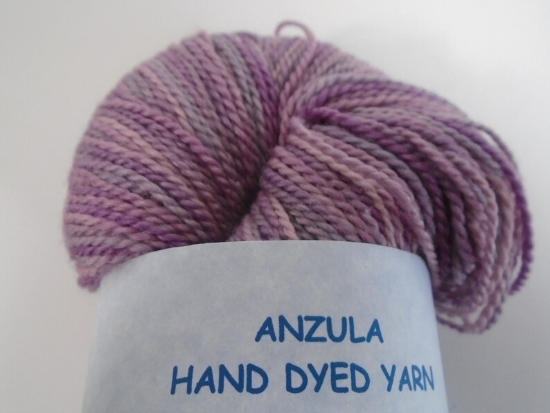 Anzula Hand Dyed Yarn Merino Wool Light Purple Sock Weight 375 Yards image 4