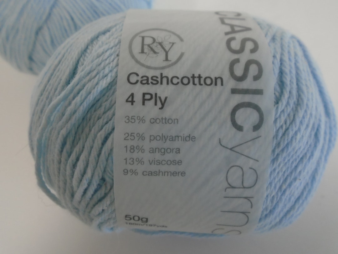 Classic Yarn Cashcotton 4 Ply Light Blue Baby Yarn Made in Etsy