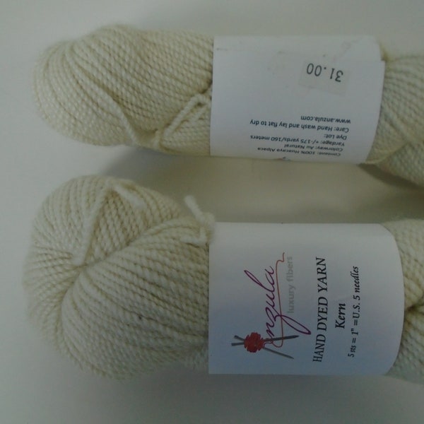 Anzula Luxury Yarn Hand Dyed Kern Design 100% Huacaya Alpaca Natural Color Lot of 2 Skeins