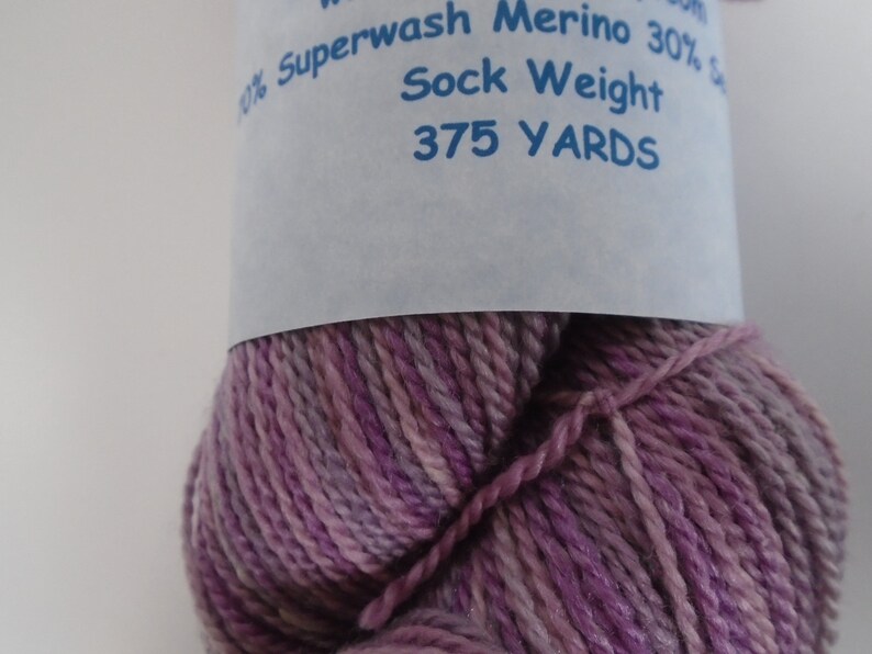 Anzula Hand Dyed Yarn Merino Wool Light Purple Sock Weight 375 Yards image 3