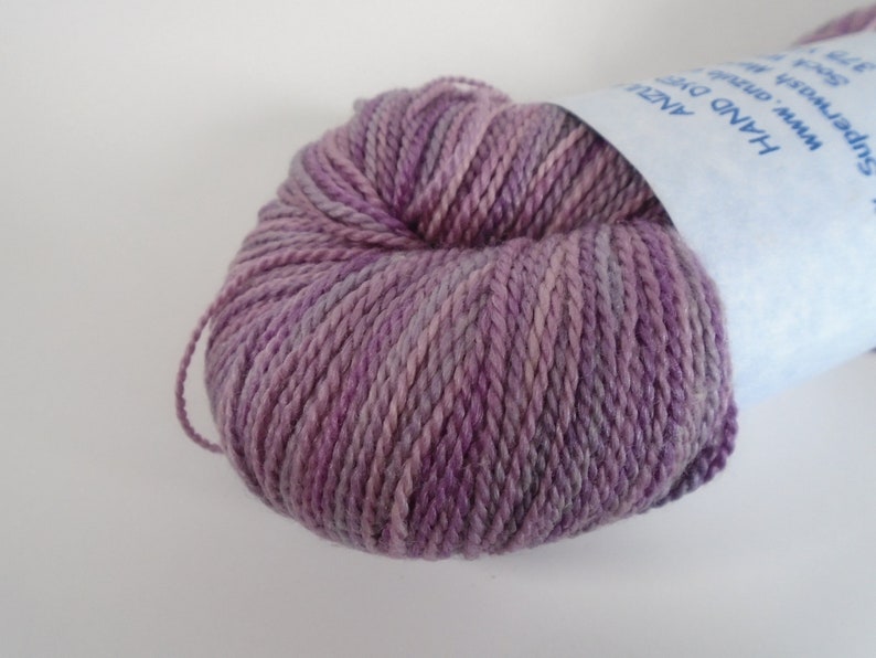 Anzula Hand Dyed Yarn Merino Wool Light Purple Sock Weight 375 Yards image 2