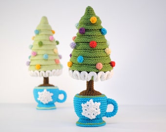 Crochet PATTERN Christmas Tree in a cup - amigurumi christmas tree - christmas pdf pattern - crocheted christmas tree