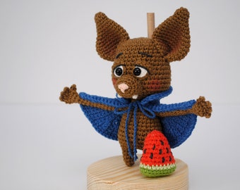 Crochet PATTERN Bat Vampire with watermelon - amigurumi bat - PDF pattern - crocheted bat