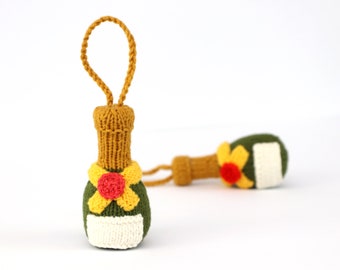 Knitting Pattern Bottle of champagne - amigurumi champagne - bottle pdf pattern - Christmas tree toy champagne