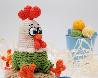 Crochet PATTERN Chicken - chicken decor - chicken amigurumi - crocheted easter chicken