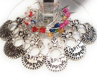 Spit Happens Baby Shower Wine Charms - 6 pack