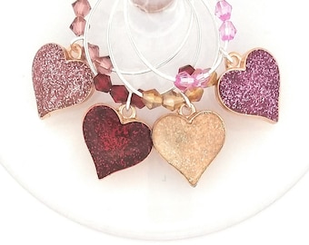 Heart LOVE Wine Charms - With Gift Bag -  4/pack