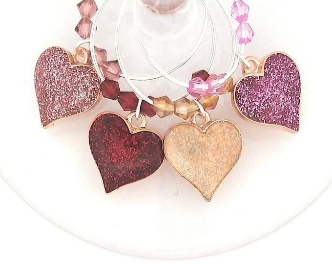 Heart LOVE Wine Charms - With Gift Bag -  4/pack