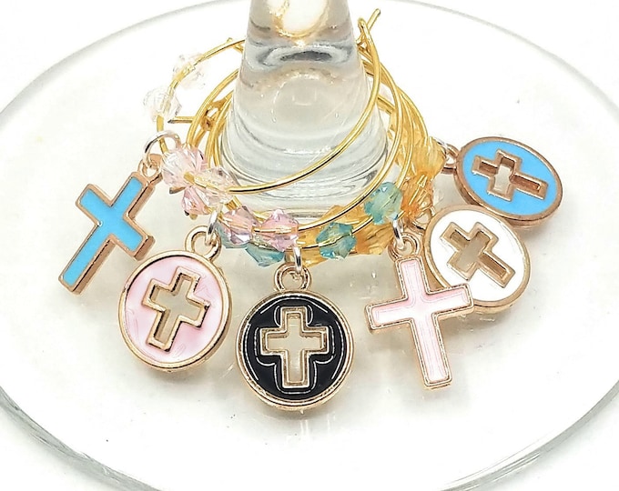 Religious Easter Wine Charms - Crosses (6 Pack)