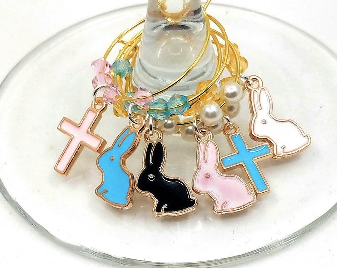 Easter Wine Charms - Bunnies and Crosses (6 Pack)