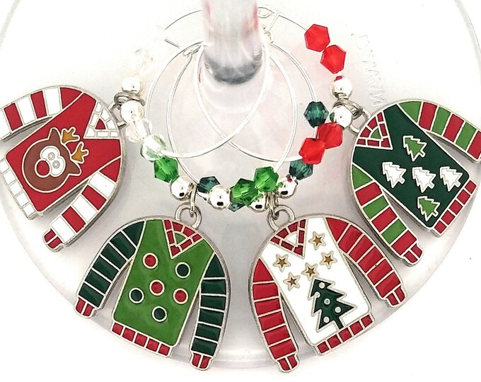 Ugly Sweater Wine Charms - 4/Set
