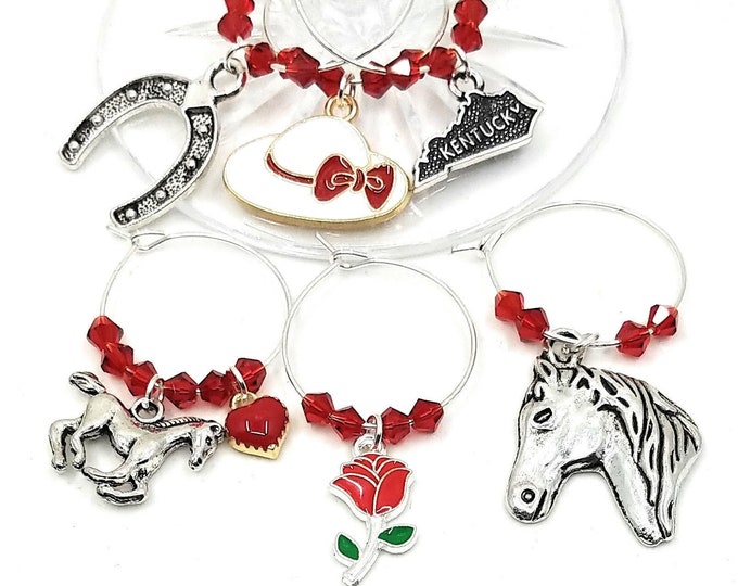 Kentucky Derby Wine Charms -  6 pack - Glass Not included