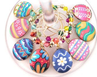Easter Wine Glass Charms - Easter Eggs - 8 Pack