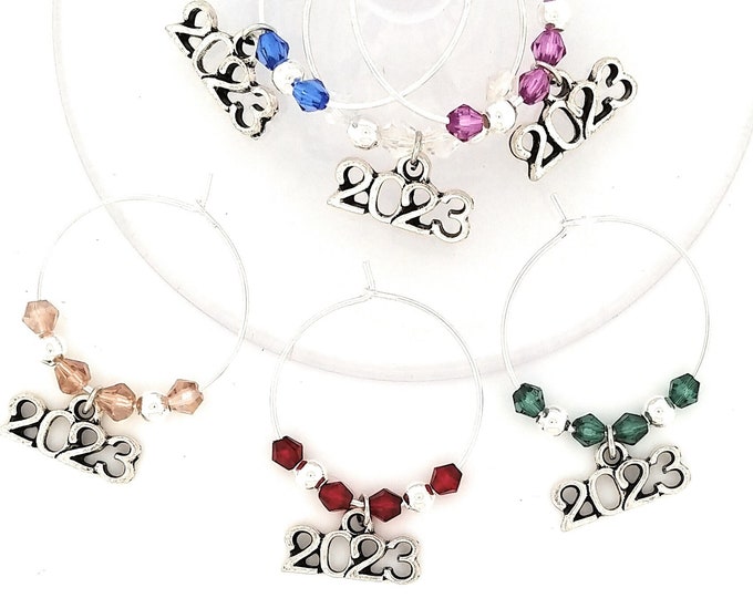 New Years Eve Wine Charms, 2023 - 6 Pack - Party Favor Packaging Option Available