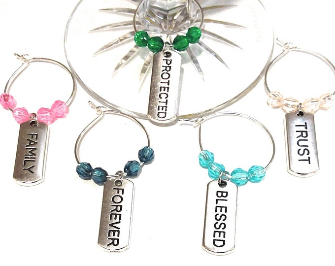 Inspirational Wine Charms - Blessed - 5 pack