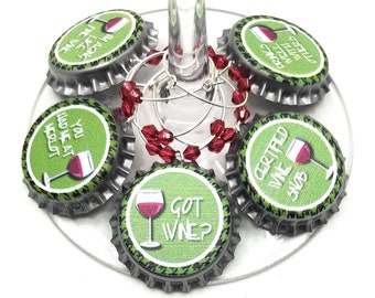 St. Patrick's Day Wine Charms, Got Wine Charms, Wine Glass Charms, Glass Markers, Glass Tags, Holiday Gifts, Gifts, Party Favors, 5 per set