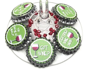 St. Patrick's Day Wine Charms, Got Wine Charms, Wine Glass Charms, Glass Markers, Glass Tags, Holiday Gifts, Gifts, Party Favors, 5 per set