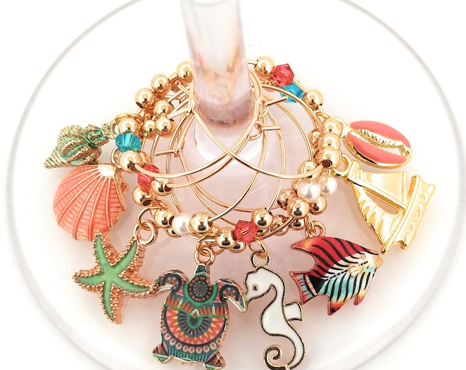 Beach Wine Charms for The Beach House - 8 per set