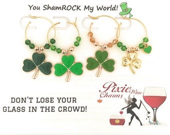 St. Patrick's Day Wine Charms - You ShamROCK My World - 4/pack