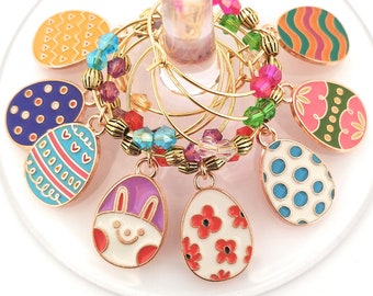 Easter Wine Glass Charms - Easter Eggs - 8 Pack