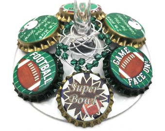 Super Bowl Wine Charms - Game Face On 9/Pack