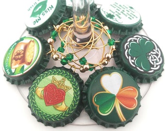 St. Patrick's Day Wine Charms - Bottle Cap Wine Charms 8/pack
