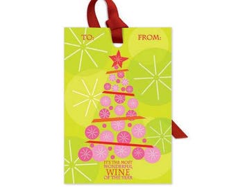 Wine Bottle Gift Tag - It's The Most Wonderful Wine Of The Year, Sold Individually