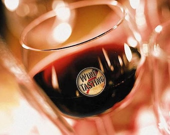 Wine Glass Decals - Pour It, Swirl It, Drink It -  1 Inch Round Reusable Glass Tags, Glass Not included, 12 Per Pack