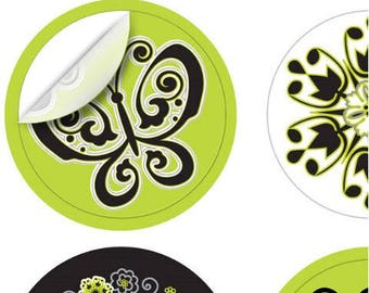 Wine Glass Decals - Summer Bliss 1 Inch Round Reusable Glass Tags, Glass Not included, 12 Per Pack