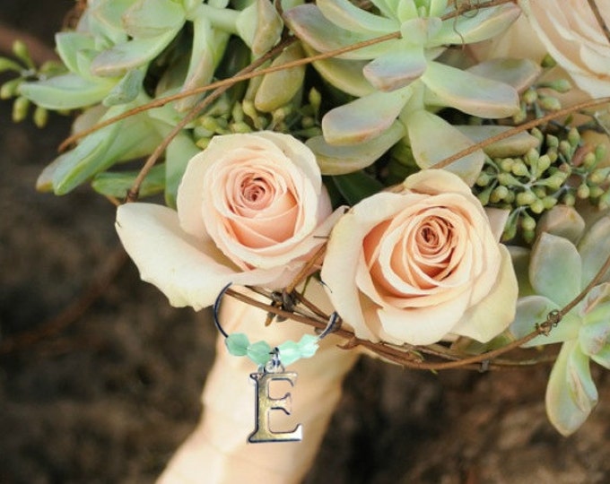 Bouquet Charms - Initial Bouquet Charm - Your choice of bead color