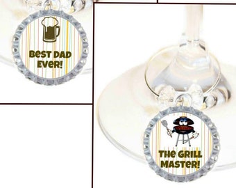 Father's Day Wine Charm Gift For Dad - Best Dad Ever - 2/Pack