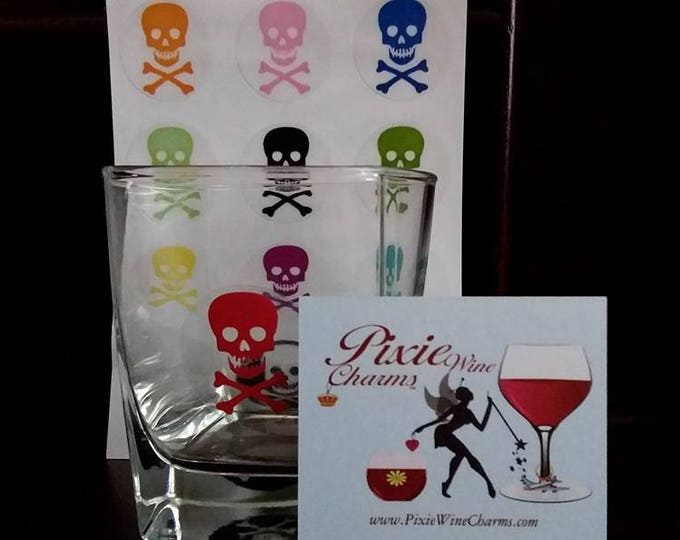 Pick Your Poison Halloween Wine Glass Decals - 1 Inch Round - Glass Not included, 12 Per Pack