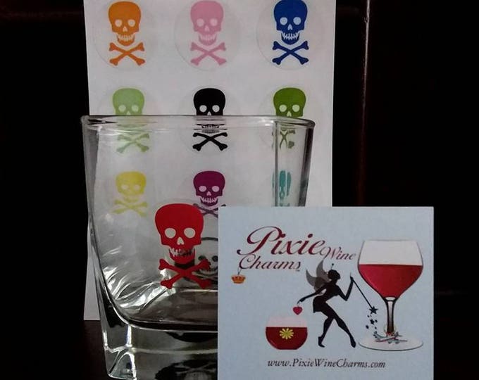 Pick Your Poison Halloween Wine Glass Decals - 1 Inch Round - Glass Not included, 12 Per Pack