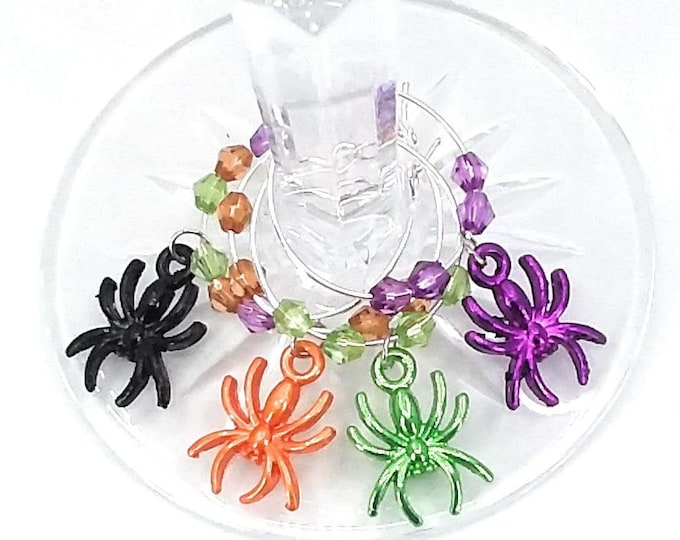 Halloween Spider Wine Charms - 4/Pack