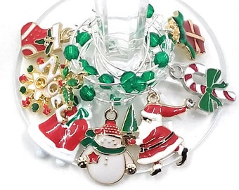 Christmas FUN Wine Charms - 8/Pack - Party Favor Packaging Option Available