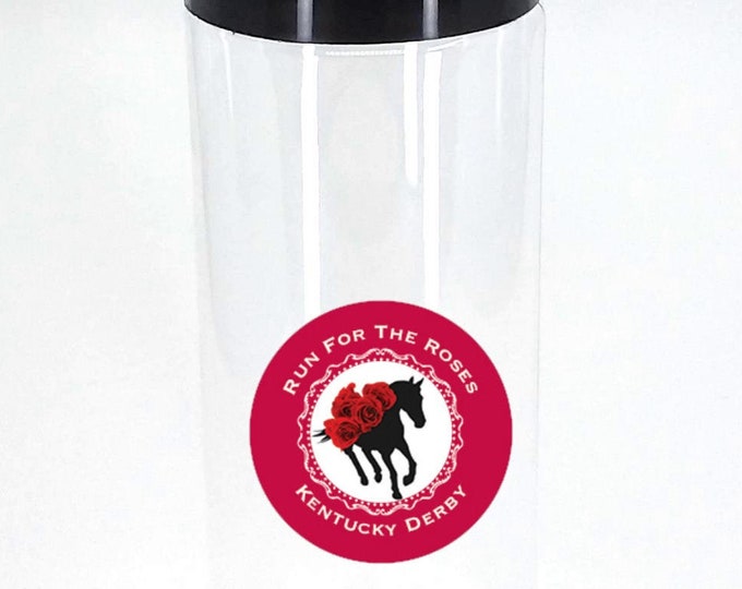 Kentucky Derby Party Run For The Roses "To Go" Bottles With Waterproof Decal, Not Dishwasher Safe - 6 Bottles/Order