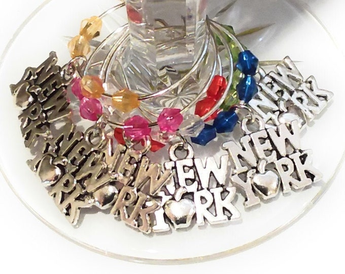 I Love New York Wine Charms - Set Of 6