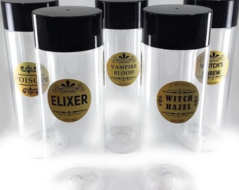 Halloween "To Go" Bottles With Witch's Brew Waterproof Decals, Not Dishwasher Safe - 6 bottles per order