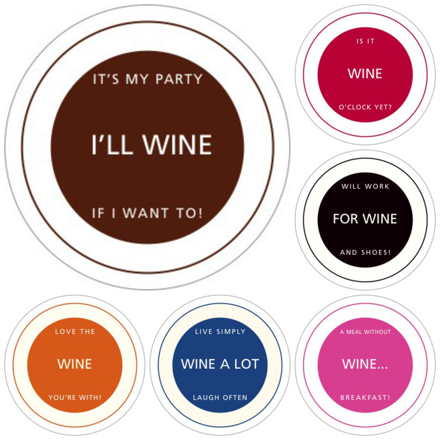 Wine Glass Decals Is It Wine O'Clock? Set Of 6 Reusable Glass Not