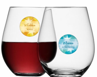 Christmas Wine Charms, 12 Days Of Christmas Disposable Glass Dots - Glass Not included, 12 pack