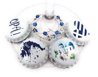 Greece Wine Charms For Greek Celebrations - 8/pack