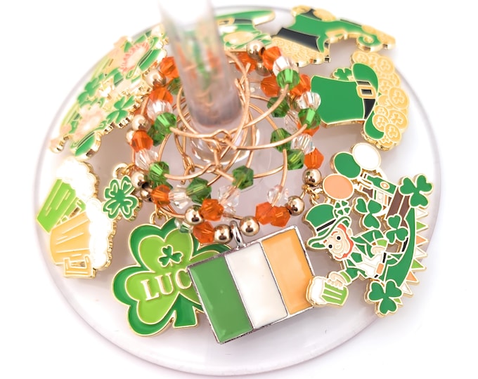 St. Patrick's Day Wine Charms - Irish Shamrock - 8/pack