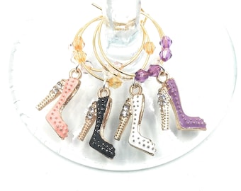 High Heel Wine Glass Charms - 4 per set