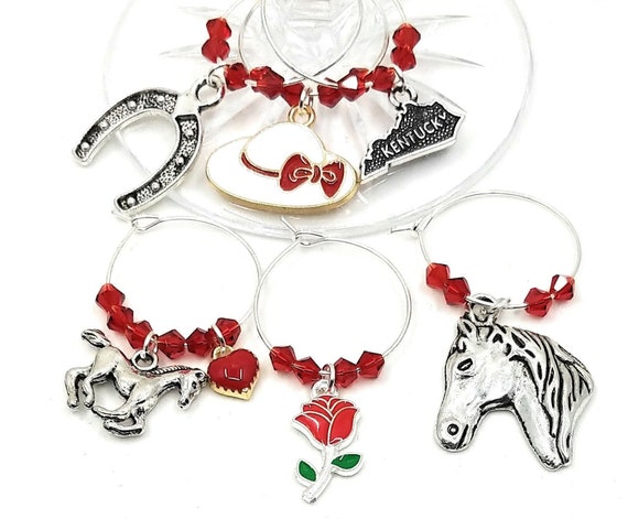 Kentucky Derby Wine Charms -  6 pack - Glass Not included