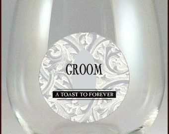 Bride and Groom Glass Decals - Glass Not included, 2 pack